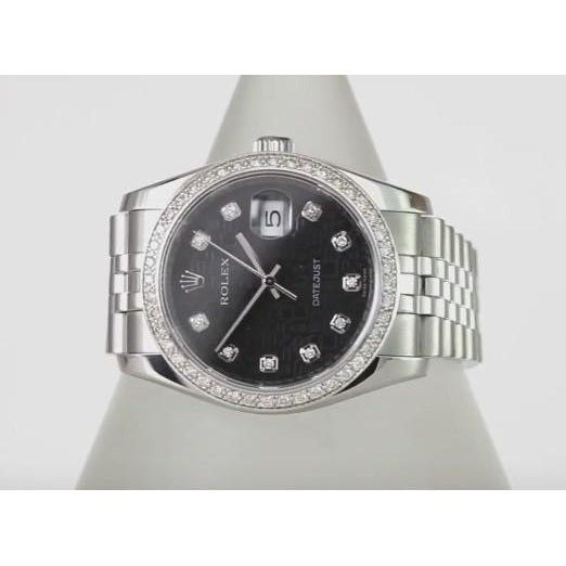 3,5 ct personnalisé cadran diamant lunette Fermoir dissimulé Datejust Rolex hommes montre acier inoxydable & or