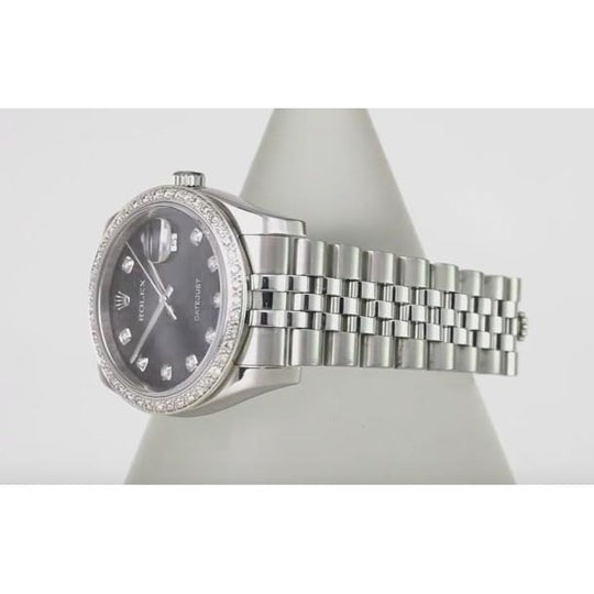 3,5 ct personnalisé cadran diamant lunette Fermoir dissimulé Datejust Rolex hommes montre acier inoxydable & or