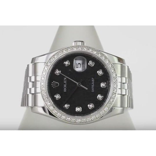 3,5 ct personnalisé cadran diamant lunette Fermoir dissimulé Datejust Rolex hommes montre acier inoxydable & or