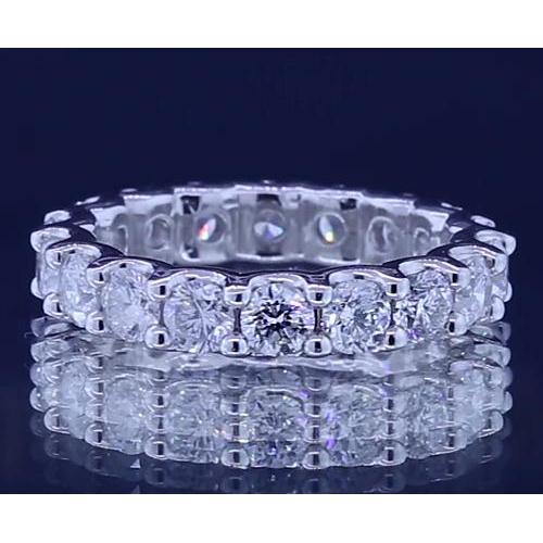 3.60 Carats Bague Éternité Naturel Diamant Rond Or Blanc 14K