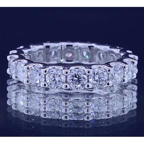 3.60 Carats Bague Éternité Naturel Diamant Rond Or Blanc 14K