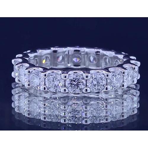 3.60 Carats Bague Éternité Naturel Diamant Rond Or Blanc 14K