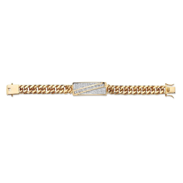 3.70 Carats Réel Diamants Étincelants Bracelet Homme Or Jaune 14K