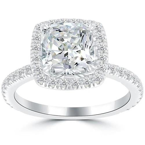 3.75 Carats Alliance Halo De Réel Diamants En Or Blanc