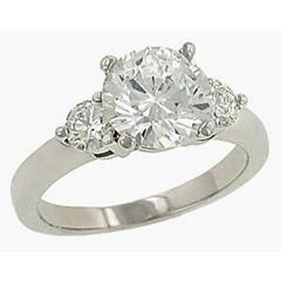 3.80 Carats. Bague Réel Diamants 3 Pierres Or Blanc 14K