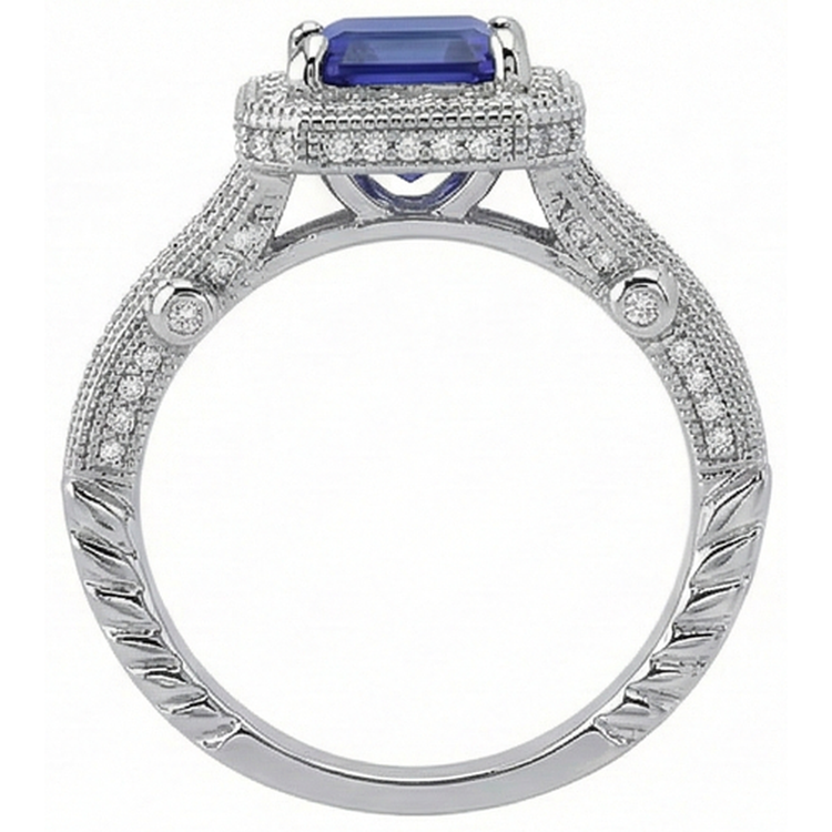 naturel radiant tanzanite 4.51carats bague vue de profil