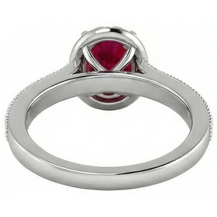 4.60 Carats Rubis Rouge Avec Diamants Naturels Extraits des Mines ( et non cultivés en laboratoire ) Bague Or Blanc 14K