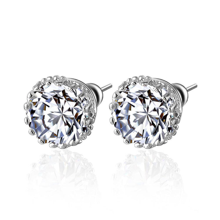 4 Carats Boucles D'oreilles Clous D'oreilles Véritable Diamants Coupe Ronde