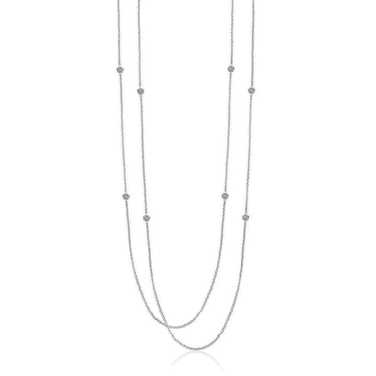 4 Carats De Naturel Diamants Par Yard Collier Double Chaîne De 46 Cm Or Blanc