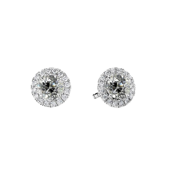 4 Carats Halo Boucles D'oreilles Vieux mineur Naturel Diamants Or Blanc 14K Bijoux