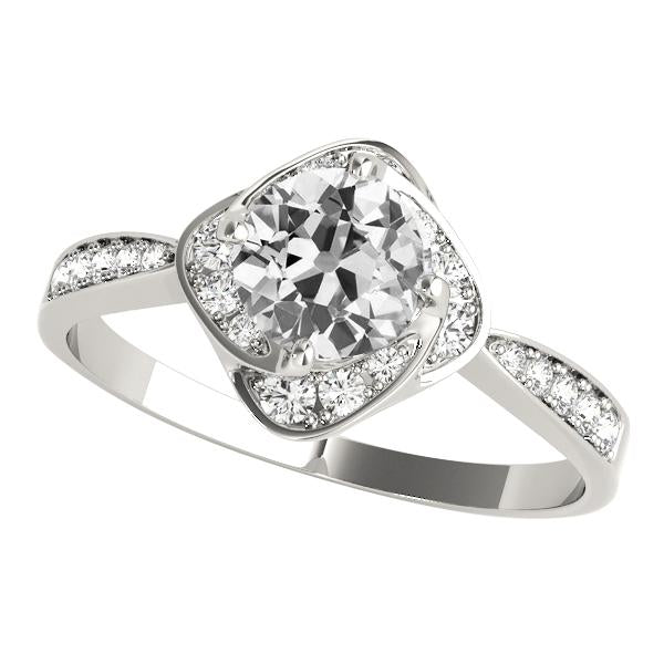 4 Carats Rond Vieux Mineur Véritable Diamant Bague De Fiançailles Bijoux De Style Floral