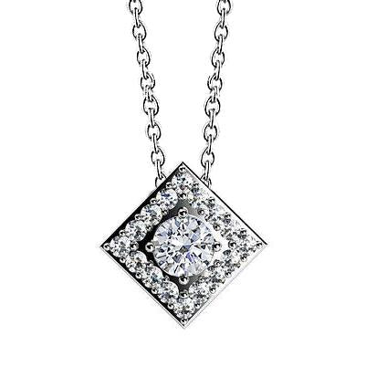 4 Carats Superbe Pendentif Naturel Diamants Taille Ronde Slide Collier Or Blanc