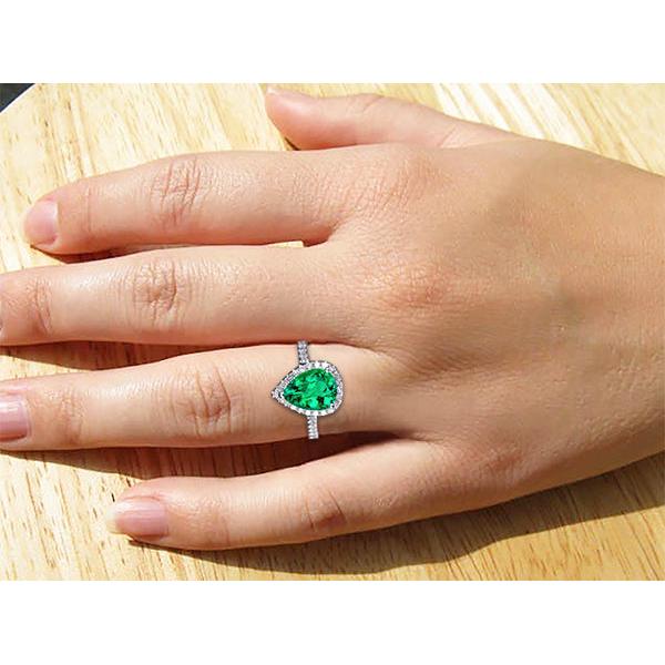 4.40 carats émeraude Vert avec bague en diamant or blanc bijoux de dame fine