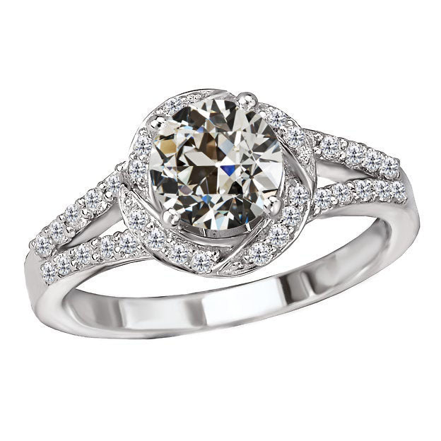Brillant Bague Sertie Halo 2 carats Or Blanc 14 Carats – vue principale