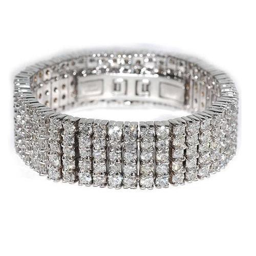 40 carats Coupe Ronde Hommes Naturel Diamant Bracelet Or Blanc 14 Carats