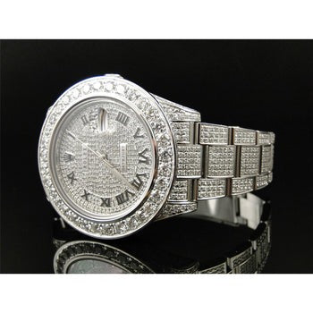 40 Ct.diamant acier inoxydable Datejust Ii Rolex Gents montre diamant lunette glacée3
