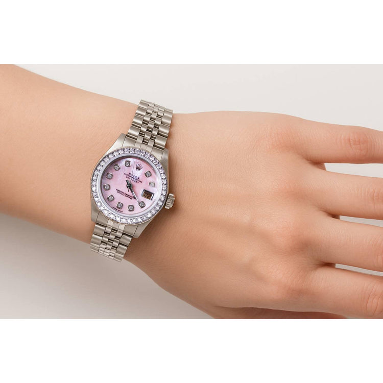 Rolex Datejust acier inoxydable Jubilé Bracelet Roze Serpillière Cadran Diamant Montre Femme