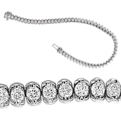 4.20 Carats Ensemble De Barres Rondes Réel Diamant Tennis Dame Bracelet Or 14 Carats Blanc