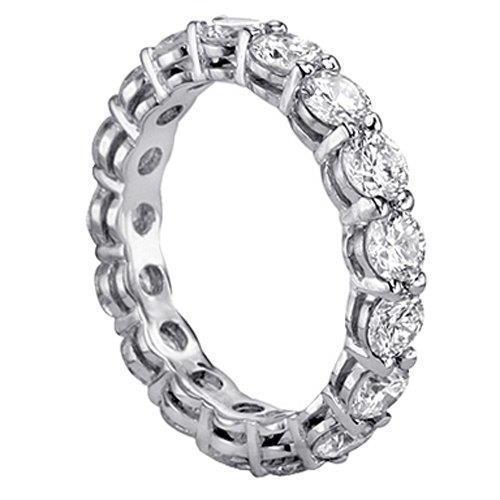 4.25 Carats Alliance En Réel Diamant Rond Pour Femme En Or Blanc 14K