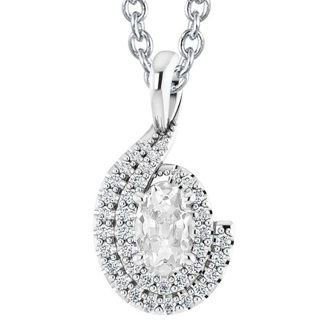 4.50 Carats Femmes Halo Oval Naturel Diamond Vieux mineur Slide Pendentif 14K