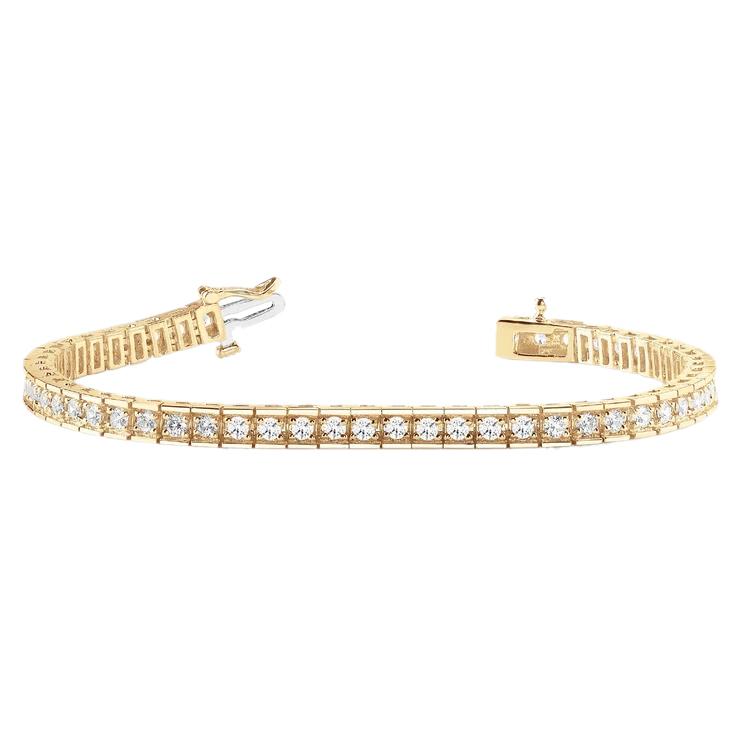 4.59 Carats Bracelet Femme Naturel Diamant Rond Or Jaune