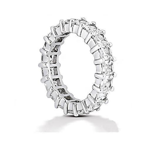 4.75 Carats Naturel Diamants Eternité Bande Princesse Taille Bijoux Or Blanc Nouveau