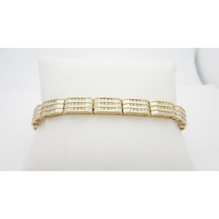 4.90 Carats Petit Bracelet Homme Réel Diamants Taille Brillant Yg 14K