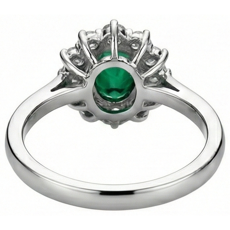 5.25 Carats Emeraude Vert Et Diamants Naturels Extraits des Mines ( et non cultivés en laboratoire ) Bague De Fiançailles Or Blanc 14K