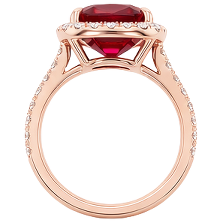5.35 ct bague de mariage rubis rouge et diamant taille coussin bijoux en or