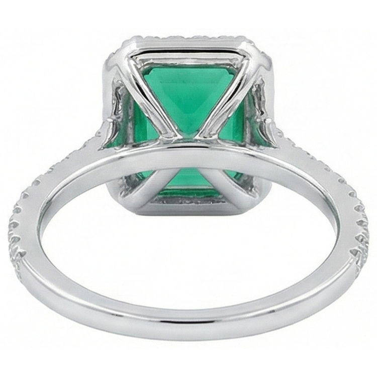 5.45 carats émeraude verte taille émeraude avec bague de mariage en diamant 14K