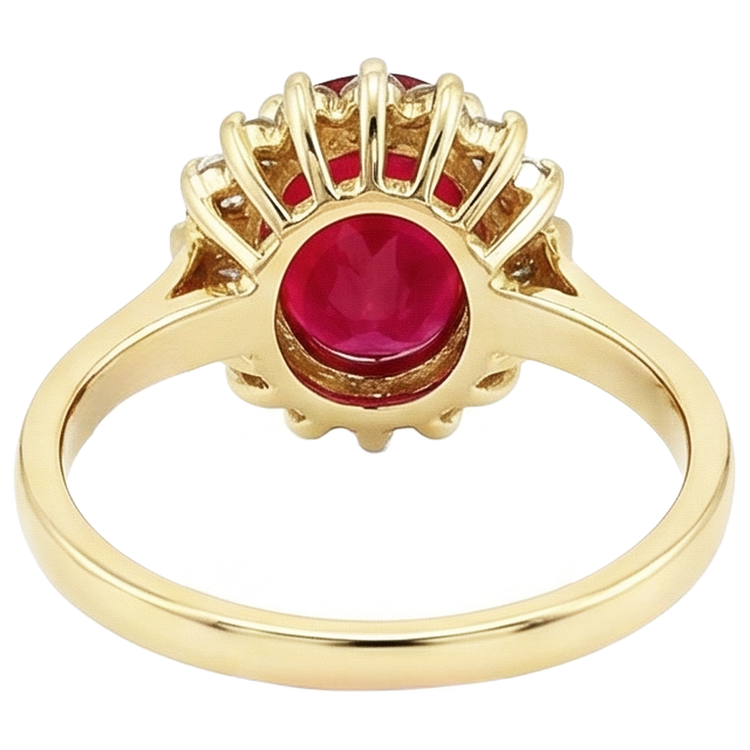 5.75 Carats Bague Rubis Rouge Et Diamants Or Jaune 14K