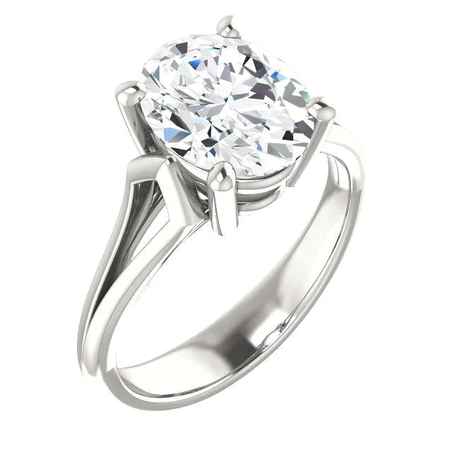 5 Carat Ovale Gros Réel Diamant Bague