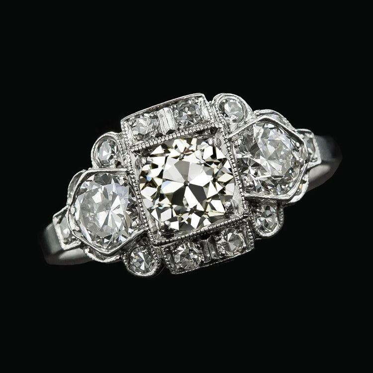 5 Carats Bague Véritable Diamant Rond Taille Ancienne Tige Millegrain Bijoux Dames