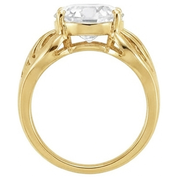 Bague Solitaire Or Jaune 14 Carats avec Brillant – vue de profil