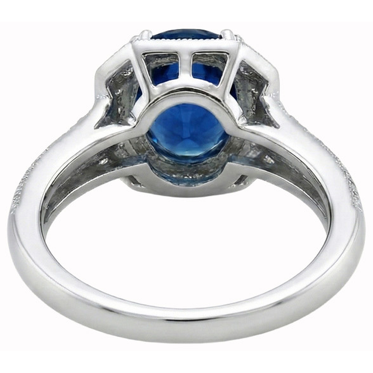 naturel oval saphir 5carats bague vue de dessus