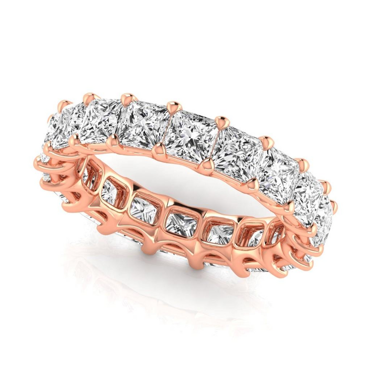 Diamant Princesse Eternity Band en Or 14K Rose – vue de côté