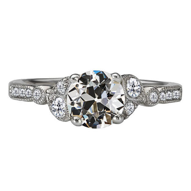 Brillant Coussin Antique Anniversary Ring en Or Blanc 14 Carats – vue principale