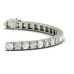 Diamant Fin Taille Brillant Bracelet Tennis en Or Blanc 14 Carats – vue principale