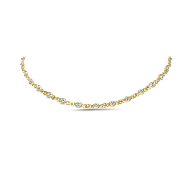 5.00 Carats Collier De Style Lunette Avec Réel Diamants Coupe Ronde Or 14K Jaune