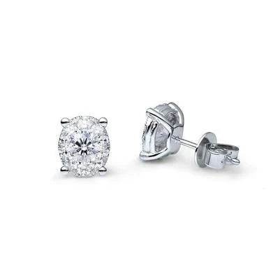 5.00 Carats Réel Diamants Dames Boucles D'Oreilles Halo Or Blanc 14k Neuf