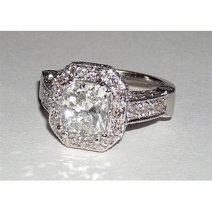 5.01 Carats Radiant Cut Bijoux Véritable Diamant Belle Bague Ce Fiançailles Halo