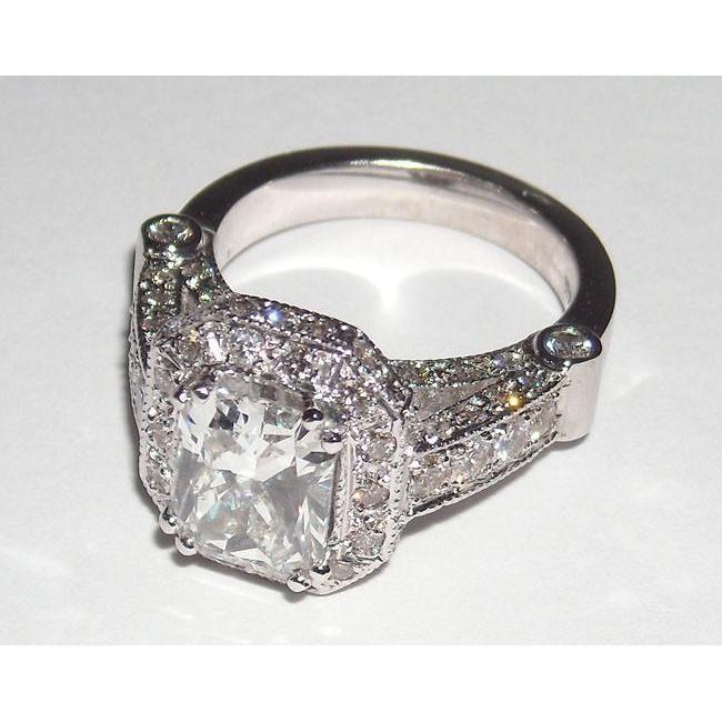 5.01 Carats Radiant Cut Bijoux Véritable Diamant Belle Bague Ce Fiançailles Halo