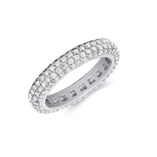 5.04 Ct Réel Diamants Coupe Ronde Éternité Anniversaire Bande Or Blanc 14K