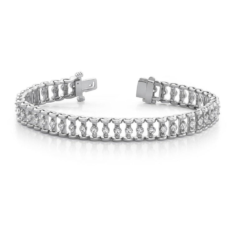 5.04 Ct Rond Serti De Griffes Bracelet En Naturel Diamants A Maillons Bijoux En Or Blanc