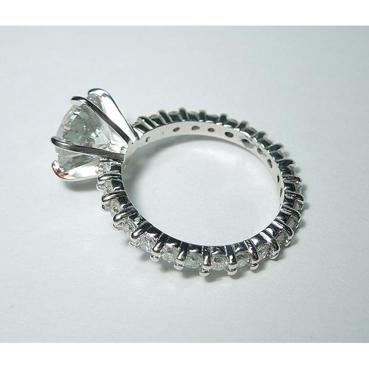 5.26 Carats Bague De Fiançailles Eternité Véritable Diamant Or Blanc 14K