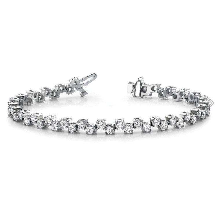 5.40 Carats Bracelet Tennis Véritable Diamant Rond Taille Brillant Or Blanc