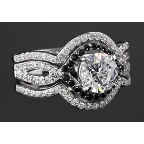5.50 Carats Naturel Diamant Rond Avec Bague Anniversaire Diamant Noir