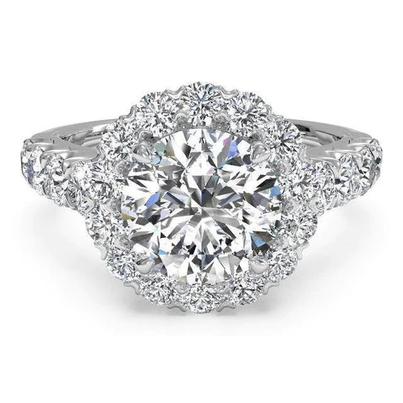 5.50 Carats Réel Diamant Rond Halo Bague Bijoux Nouveau