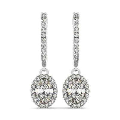 5.50 Carats Serti De Griffes Véritable Diamants Femmes Boucles D'oreilles Pendantes Or Blanc