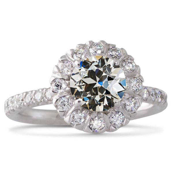 5.50 carats bague halo ronde avec Réel diamants taille ancienne mine avec accents or 14 carats